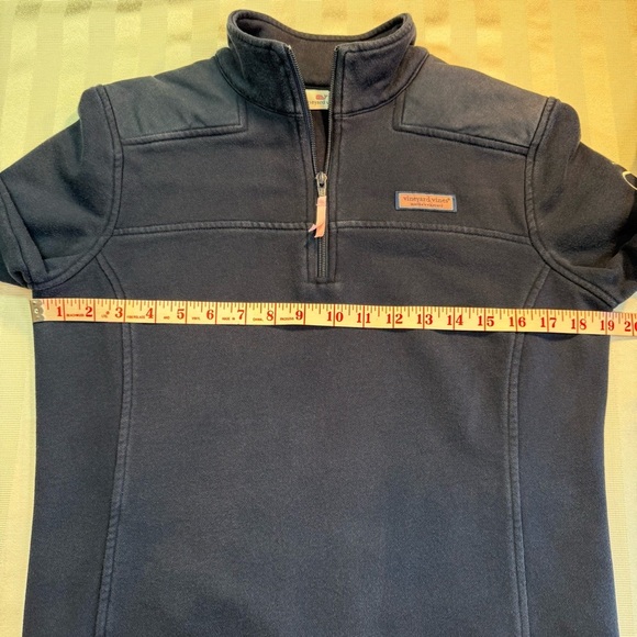 Vineyard Vines Womens Pullover 1/4‎ Zip Canvas Shoulder Navy Size S Sweatshirt - Picture 4 of 13